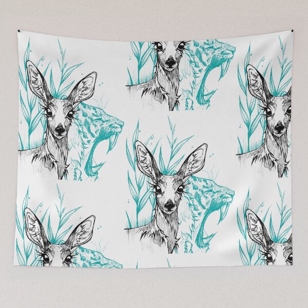 Item preview, Deer & Tiger Illustration  designed and sold by FarieArt.