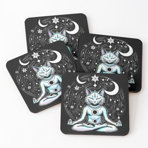 Item preview, A mystical cosmic cat meditating in lotus position designed and sold by FoxTL.