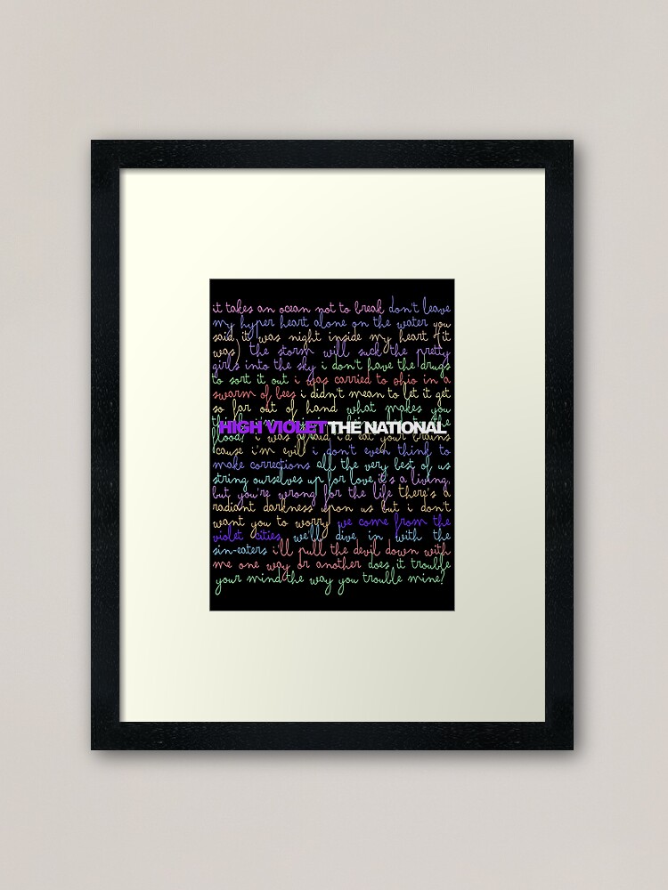 High Violet Lyrics Framed Art Print By Larissandrioli Redbubble