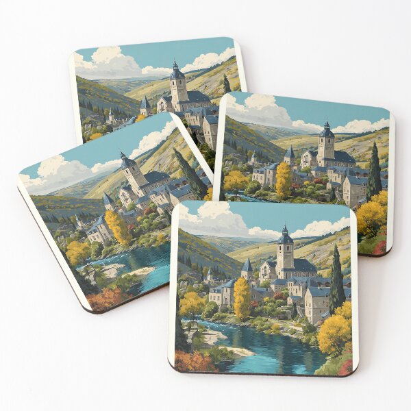 Item preview, La Roche-en-Ardenne Wall Print – Fairytale Belgian Village by the River designed and sold by TuncGK.