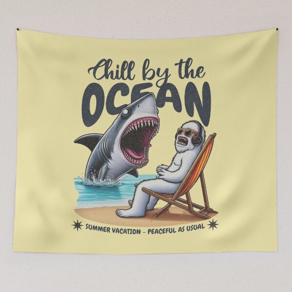 Item preview, CHILL BY THE OCEAN - SHARK AND THE YETI - PEACEFUL VACATION designed and sold by justyna-s28.