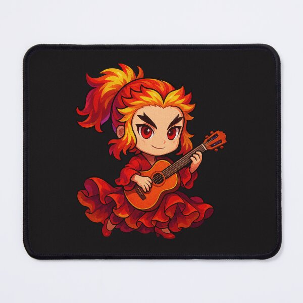 Item preview, Chibi Flamenco Guitarist – Rengoku-Inspired Character with Flame Hair & Dramatic Dance Outfit designed and sold by ColorSplash123.