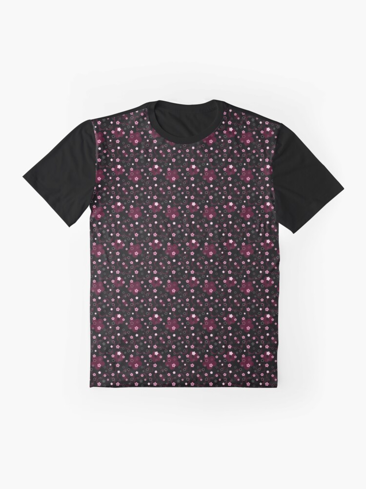 Alternate view of Cherry Blossom Season in Black and Rose Graphic T-Shirt