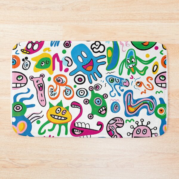Item preview, Colorful Cartoon Monster Doodle Pattern – Fun Whimsical Creatures Art designed and sold by YourPrettyHome.