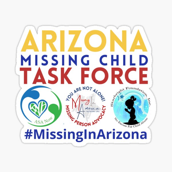 Vista previa del artículo con la obra «Grupo de trabajo sobre niños desaparecidos de Arizona», diseñado y vendido por Missing In America Network.