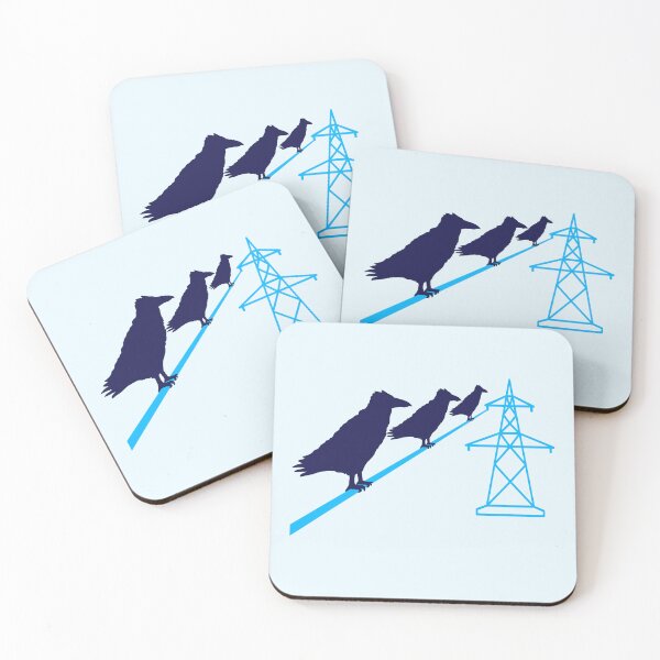 Item preview, 3 ravens sitting on power cable rope friends team designed and sold by shirt-o-mat.