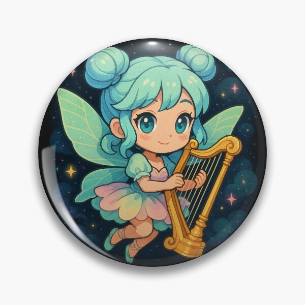 Item preview, Chibi Fairy Harpist – Mitsuri-Inspired Character with Light Blue Hair & Magical Pastel Outfit designed and sold by ColorSplash123.