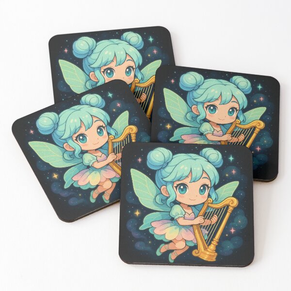 Item preview, Chibi Fairy Harpist – Mitsuri-Inspired Character with Light Blue Hair & Magical Pastel Outfit designed and sold by ColorSplash123.
