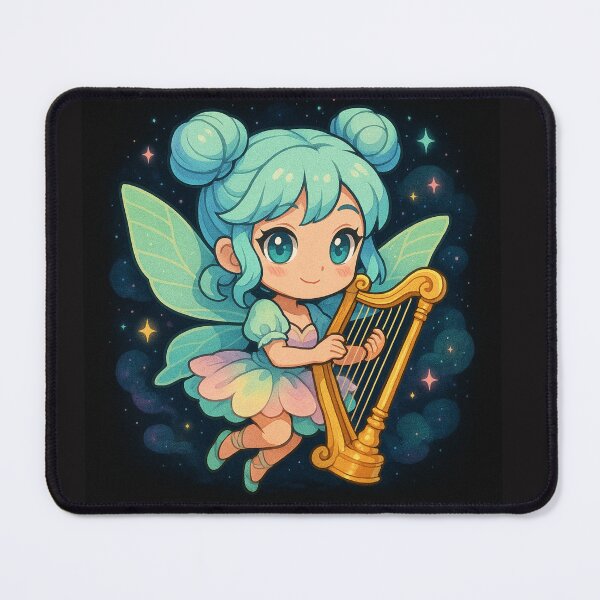 Item preview, Chibi Fairy Harpist – Mitsuri-Inspired Character with Light Blue Hair & Magical Pastel Outfit designed and sold by ColorSplash123.