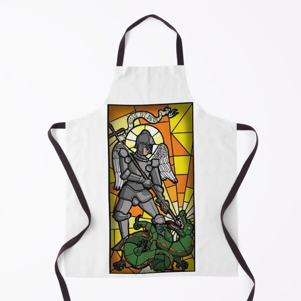 Item preview, St Michael Slaying The Dragon Stained Glass Traditional Catholic Art designed and sold by Catholicguy.