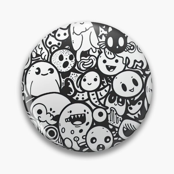 Item preview, Cute Kawaii Monster Doodle Pattern – Black and White Cartoon Art designed and sold by YourPrettyHome.