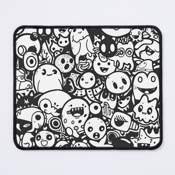 Item preview, Cute Kawaii Monster Doodle Pattern – Black and White Cartoon Art designed and sold by YourPrettyHome.