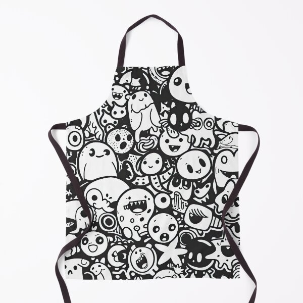 Item preview, Cute Kawaii Monster Doodle Pattern – Black and White Cartoon Art designed and sold by YourPrettyHome.