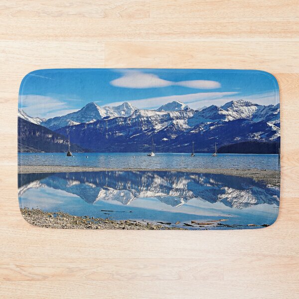 Item preview, Alpine reflection in Lake Thun – Swiss mountains reflected in the water designed and sold by beatbieri.ch.