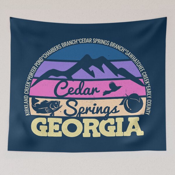 Item preview, Cedar Springs Georgia Sunset Retro Vintage Local Pride Logo designed and sold by CRHPOD20.
