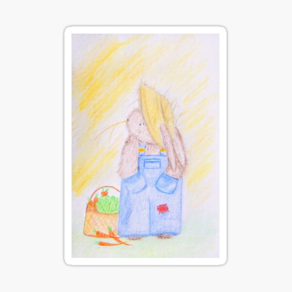 Item preview, Farmer Bunny | Cute Rabbit with Veggie Basket | Cozy Drawing designed and sold by AngelaMarieArt.