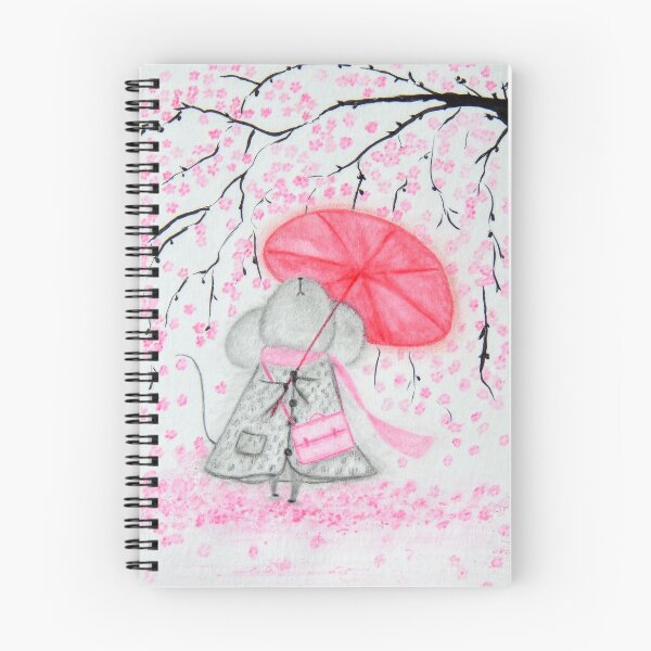 Item preview, Mouse with Parasol Under Cherry Blossoms | Cozy Character Art designed and sold by AngelaMarieArt.