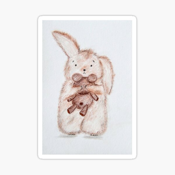Item preview, Bunny with Teddy Bear | Cute Stuffed Animal | Cozy Art designed and sold by AngelaMarieArt.