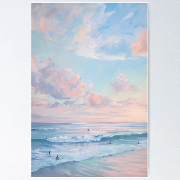 Item preview, Pink and Blue Sunset Beachy Ocean Surf designed and sold by Nova~Prints.