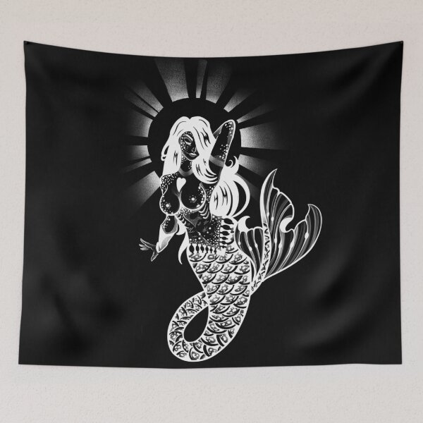 Item preview, White art nouveau style mermaid  designed and sold by 7Delamancha.
