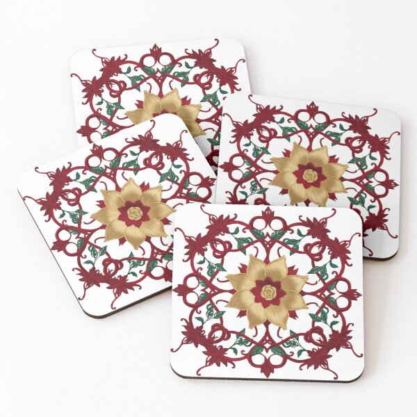 Item preview, Elegant Fassi Style Floral Design in Red and Gold designed and sold by ArtDesignTp.