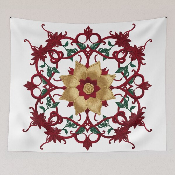 Item preview, Elegant Fassi Style Floral Design in Red and Gold designed and sold by ArtDesignTp.