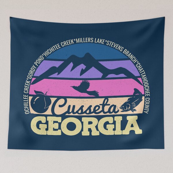 Item preview, Cusseta Georgia Sunset Retro Vintage Local Pride Logo designed and sold by CRHPOD20.