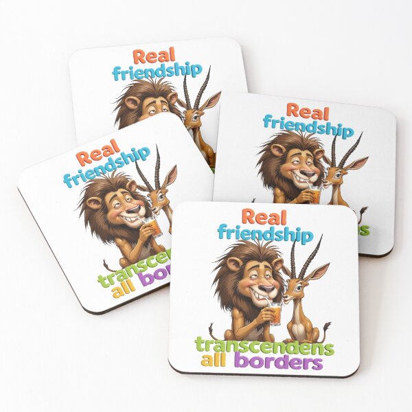 Item preview, Real Friendship Transcends All Borders – Cute Lion & Gazelle Illustration designed and sold by AleksKos.