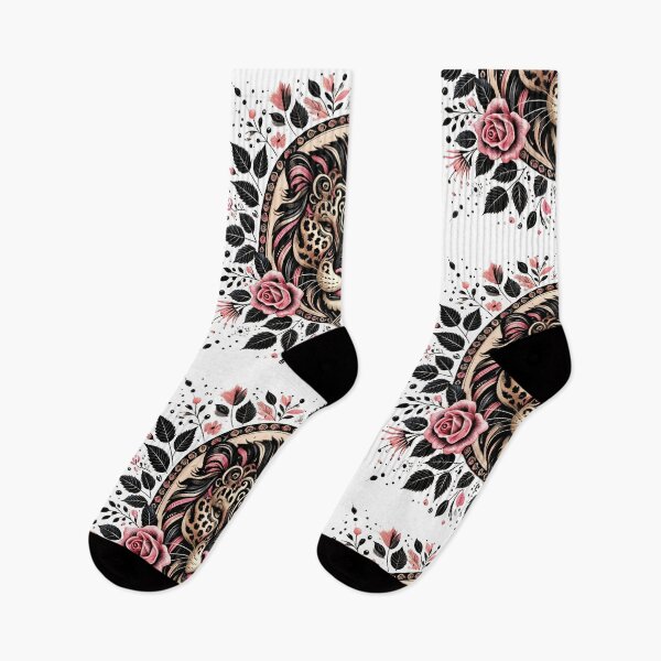 Item preview, Black and pink lion, rose and black leaves, tribal designed and sold by Celedrine-art.