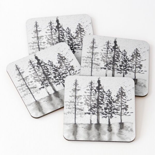 Item preview, Minimalist Trees with Reflection | Zen Black Ink Art designed and sold by AngelaMarieArt.