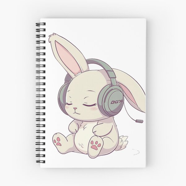 Item preview, Chibi Bunny with Headphones – Music Lover Rabbit Design designed and sold by SteveAllentc.