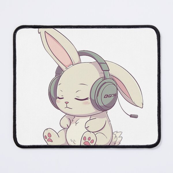 Item preview, Chibi Bunny with Headphones – Music Lover Rabbit Design designed and sold by SteveAllentc.