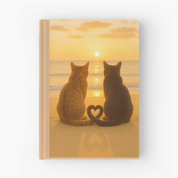 Item preview, Cats in Love at Sunset Romantic Beach Heart  designed and sold by memememescat.
