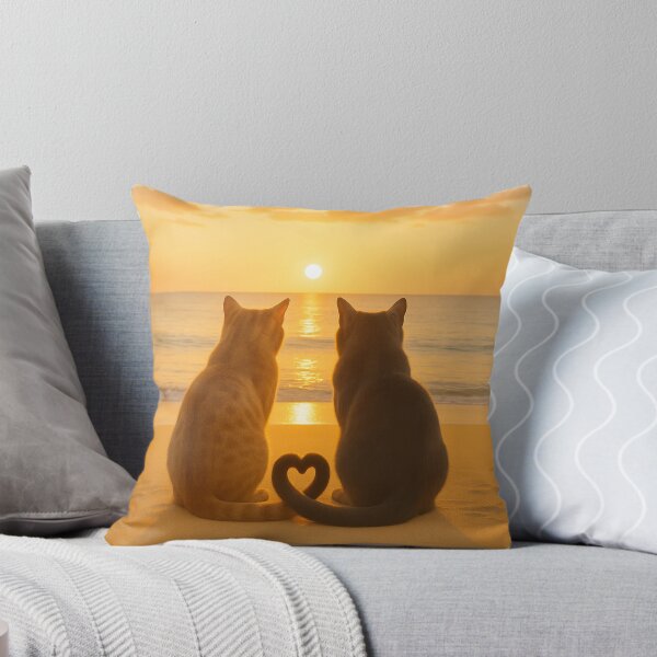 Item preview, Cats in Love at Sunset Romantic Beach Heart  designed and sold by memememescat.