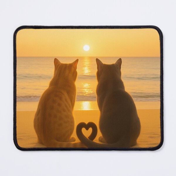 Item preview, Cats in Love at Sunset Romantic Beach Heart  designed and sold by memememescat.