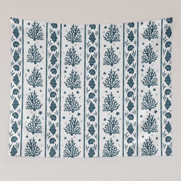 Item preview, Salt garden - Ocean Corals, Beach Shells, Nautical Stripes - navy designed and sold by OzdeBayer.