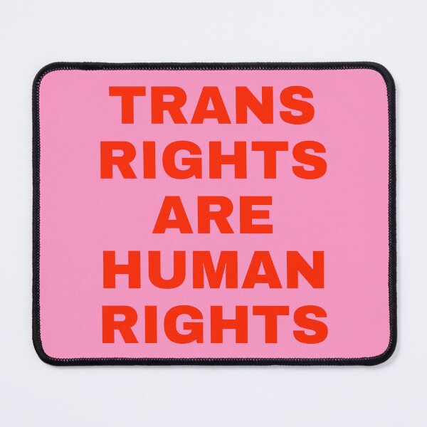 Item preview, Trans Rights are Human Rights Bold Red Text on Pink Background designed and sold by spooniecentral.
