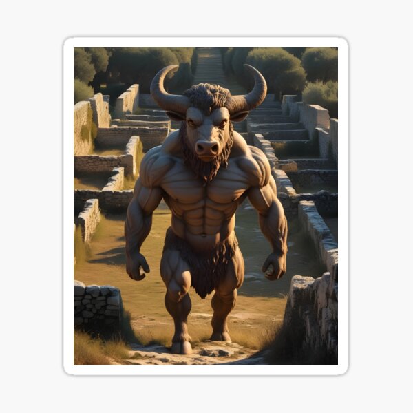 Item preview, Minotaur in the Labyrinth – Mythical Beast Illustration designed and sold by M.B.Designing.