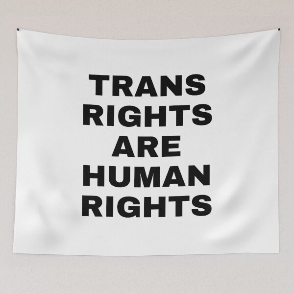 Item preview, Trans Rights Are Human Rights Black Bold Text on White Background designed and sold by spooniecentral.