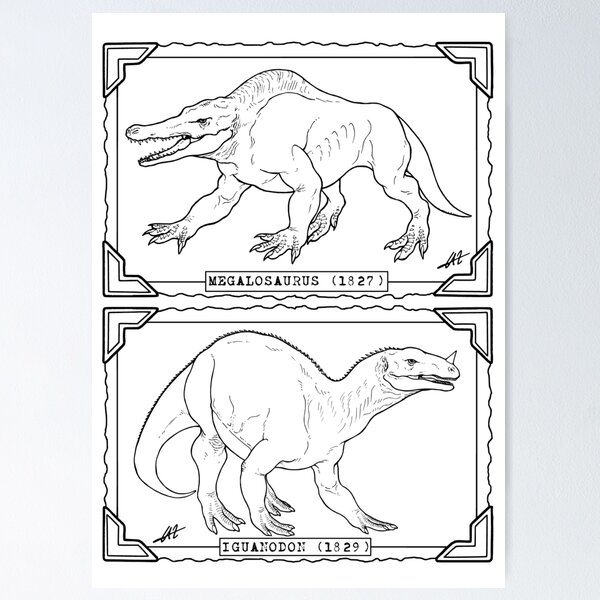 Item preview, Retro Dinosaurs - For Coloring! designed and sold by PaleoFantasies.