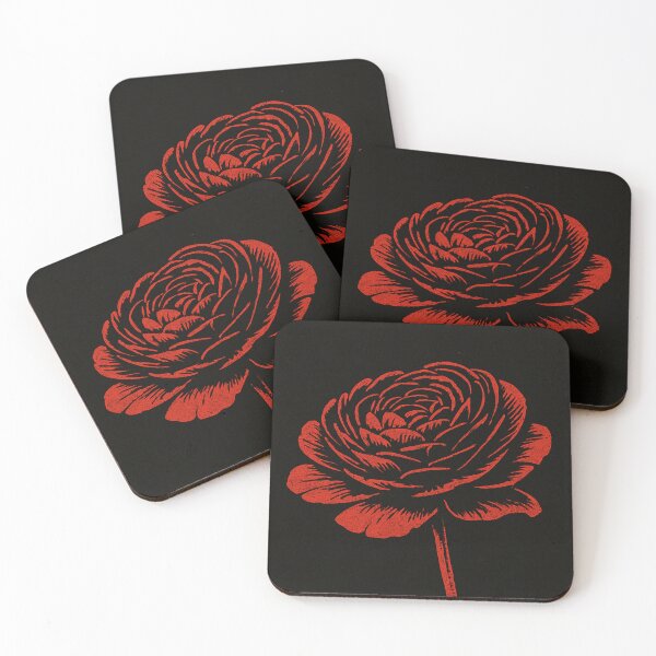 Item preview, Linocut Style Red Flower designed and sold by Pacika.