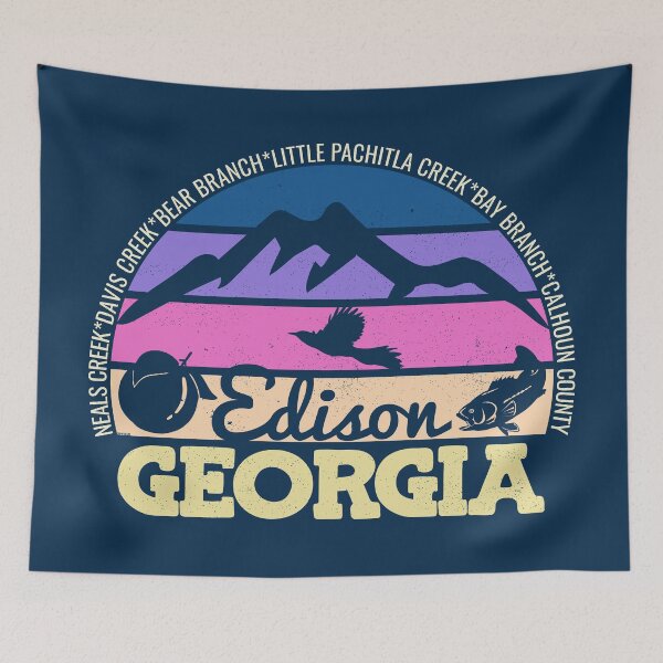 Item preview, Edison Georgia Sunset Retro Vintage Local Pride Logo designed and sold by CRHPOD20.