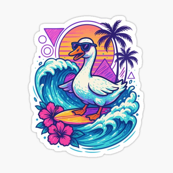 Item preview, Funny Goose Surfer Wave Summer Retro designed and sold by TomFrontierArt.