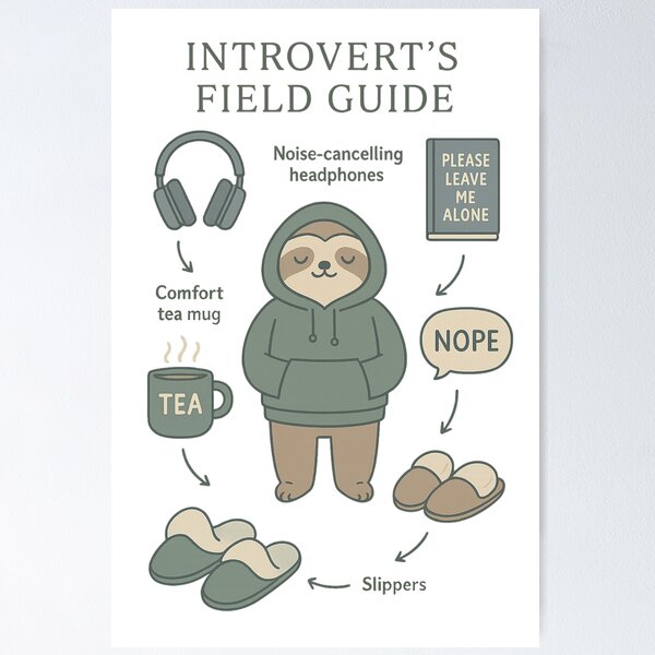 Item preview, Introvert Sloth Field Guide Cozy Art Print designed and sold by Rushurban.
