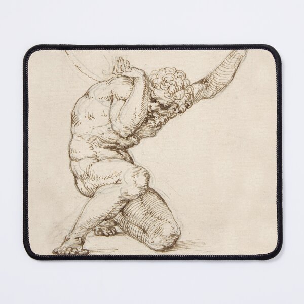 Aperçu de l'œuvre Figure accroupie d'Atlas (dessin de la Renaissance italienne) créée et vendue par Vintagenaut.