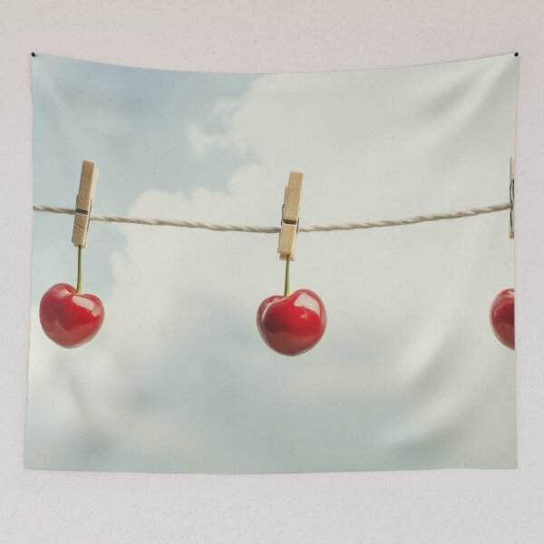 Item preview, Cherries hanging on a line outdoors designed and sold by anytka.