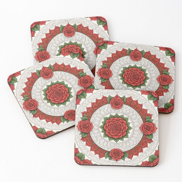 Item preview, Red Rose Mandala Elegant Floral Art designed and sold by MandalasShops.