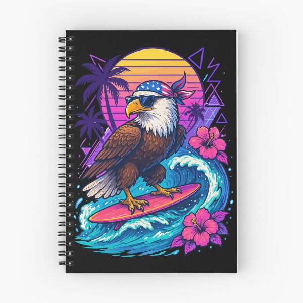 Item preview, Funny Bald Eagle Surfer Wave Summer Retro designed and sold by TomFrontierArt.