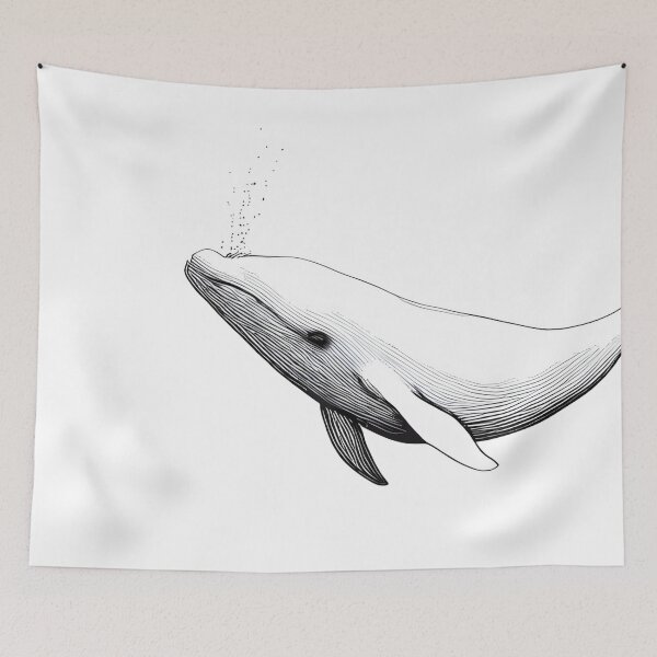 Item preview, Whale Serenity - Line Art Ocean designed and sold by ShadowAndSlate.