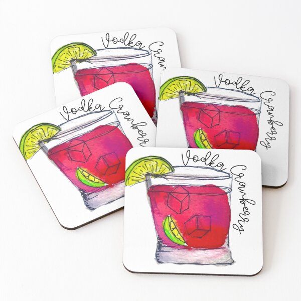 Item preview, Vodka Cranberry Watercolor Cocktail designed and sold by skybluepink studio.